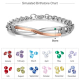 JewelOra Personalized Stainless Steel Couple Bracelets with Birthstone