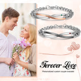 JewelOra Personalized Stainless Steel Couple Bracelets with Birthstone