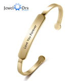JewelOra Custom Stainless Steel Bracelet Engraving ID Bangle Jewelry