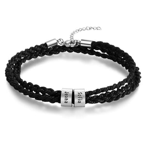 Personalized Stainless Steel Name Beads Bracelet Multilayer Men Bra
