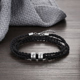 Personalized Stainless Steel Name Beads Bracelet Multilayer Men Bra