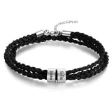 Personalized Stainless Steel Name Beads Bracelet Multilayer Men Bra