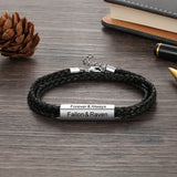 Personalized Stainless Steel Men Bracelets Engrave Names Multilayer Braided Rope