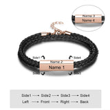 Personalized Stainless Steel Men Bracelets Engrave Names Multilayer Braided Rope