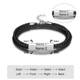 Personalized Stainless Steel Men Bracelets Engrave Names Multilayer Braided Rope