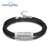 Personalized Stainless Steel Men Bracelets Engrave Names Multilayer Braided Rope