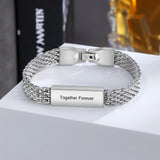 JewelOra Personalized Steel Chain Bracelet Men Fathers Gift
