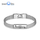 JewelOra Personalized Steel Chain Bracelet Men Fathers Gift
