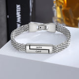 JewelOra Personalized Steel Chain Bracelet Men Fathers Gift