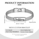 JewelOra Personalized Steel Chain Bracelet Men Fathers Gift