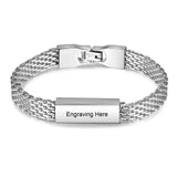 JewelOra Personalized Steel Chain Bracelet Men Fathers Gift
