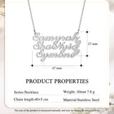 JewelOra Stainless Steel 3 Name Heart Necklace Christmas Gift