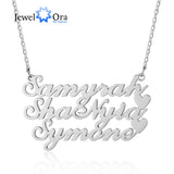 JewelOra Stainless Steel 3 Name Heart Necklace Christmas Gift