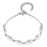 JewelOra Personalized Stainless Steel Family Bracelet Engraved 6 Names for Mom