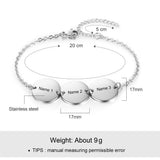 Custom Stainless Steel Engraved Bracelets - 3 Names Friendship Bangles