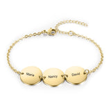 Custom Stainless Steel Engraved Bracelets - 3 Names Friendship Bangles