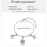 Personalized Sunflower Charm Bracelet with Birthstone Name Tag Engraving