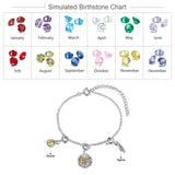 Personalized Sunflower Charm Bracelet with Birthstone Name Tag Engraving