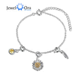 Personalized Sunflower Charm Bracelet with Birthstone Name Tag Engraving