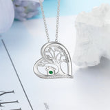 Personalized Tree of Life Heart Pendant Necklace with Birthstone