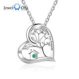 Personalized Tree of Life Heart Pendant Necklace with Birthstone