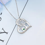 Personalized Tree of Life Heart Pendant Necklace with Birthstone