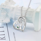 Personalized Tree of Life Heart Pendant Necklace with Birthstone