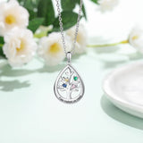 Personalized Tree of Life Necklace with Birthstone Engraving Pendant