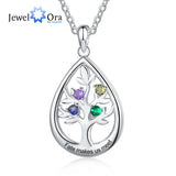 Personalized Tree of Life Necklace with Birthstone Engraving Pendant