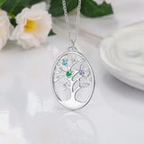 JewelOra Tree of Life Pendant Necklace with Birthstones for Women