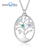 JewelOra Tree of Life Pendant Necklace with Birthstones for Women
