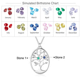 JewelOra Tree of Life Pendant Necklace with Birthstones for Women