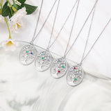 JewelOra Tree of Life Pendant Necklace with Birthstones for Women