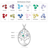 JewelOra Tree of Life Pendant Necklace with Birthstones for Women