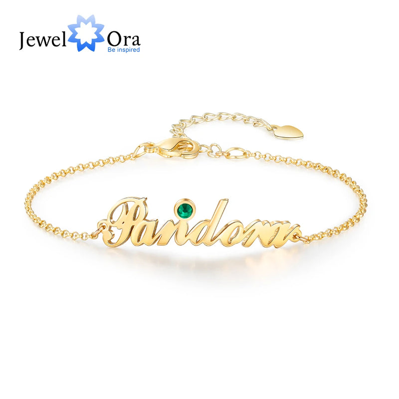 Personalized Women Name Bracelets Anklets with Birthstone