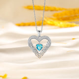 Heart Pendant Birthstone Leaf Necklace for Women