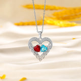 Heart Pendant Birthstone Leaf Necklace for Women