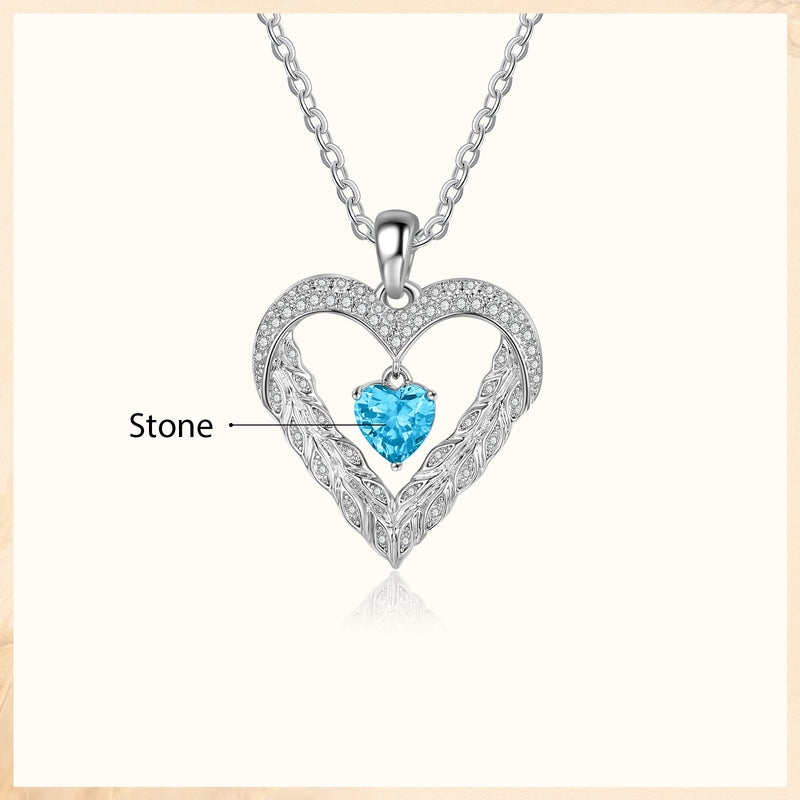 Heart Pendant Birthstone Leaf Necklace for Women
