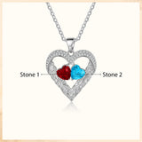 Heart Pendant Birthstone Leaf Necklace for Women