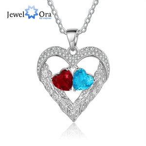 Heart Pendant Birthstone Leaf Necklace for Women