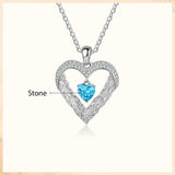 Heart Pendant Birthstone Leaf Necklace for Women