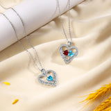 Heart Pendant Birthstone Leaf Necklace for Women
