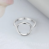 JewelOra Style 925 Sterling Silver Circle Rings for Women Minimalist Jewelry