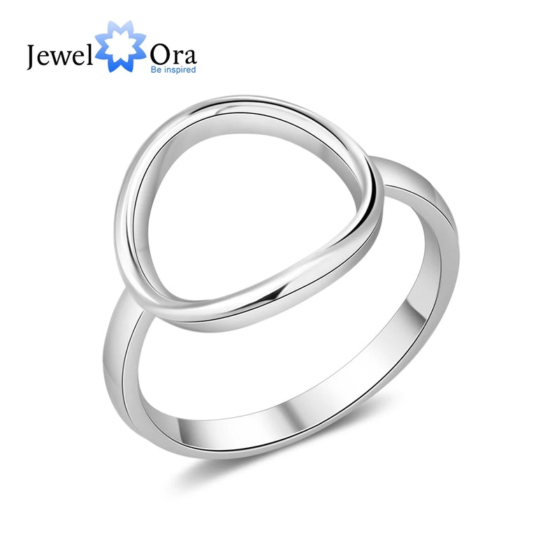 JewelOra Style 925 Sterling Silver Circle Rings for Women Minimalist Jewelry
