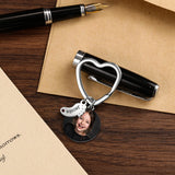 Personalized Stainless Steel Photo & Calendar Keychain with Birthstone
