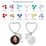 Personalized Stainless Steel Photo & Calendar Keychain with Birthstone