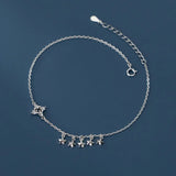 925 Silver Star Anklet Leg Chain 21.5CM Adjustable