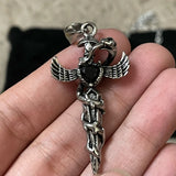 Gothic Snake Wing Cross Sword Pendant Necklace for Man