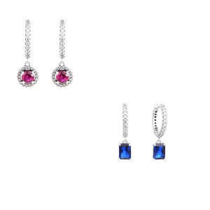 Crystal Hoop Body Earrings Set Real Silver S925 Women