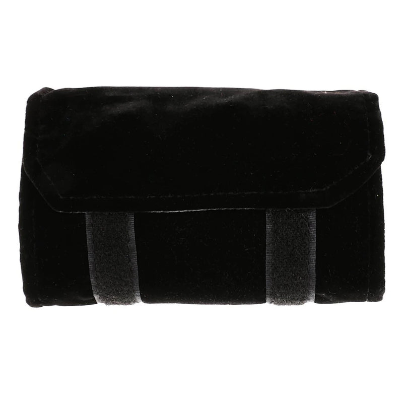Flannel Jewelry Roll Bag for Travel - Black